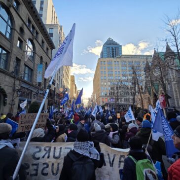 Παρουσία του Εργατικού Συλλόγου Ελλήνων του Κεμπέκ στη μαζική διαμαρτυρία